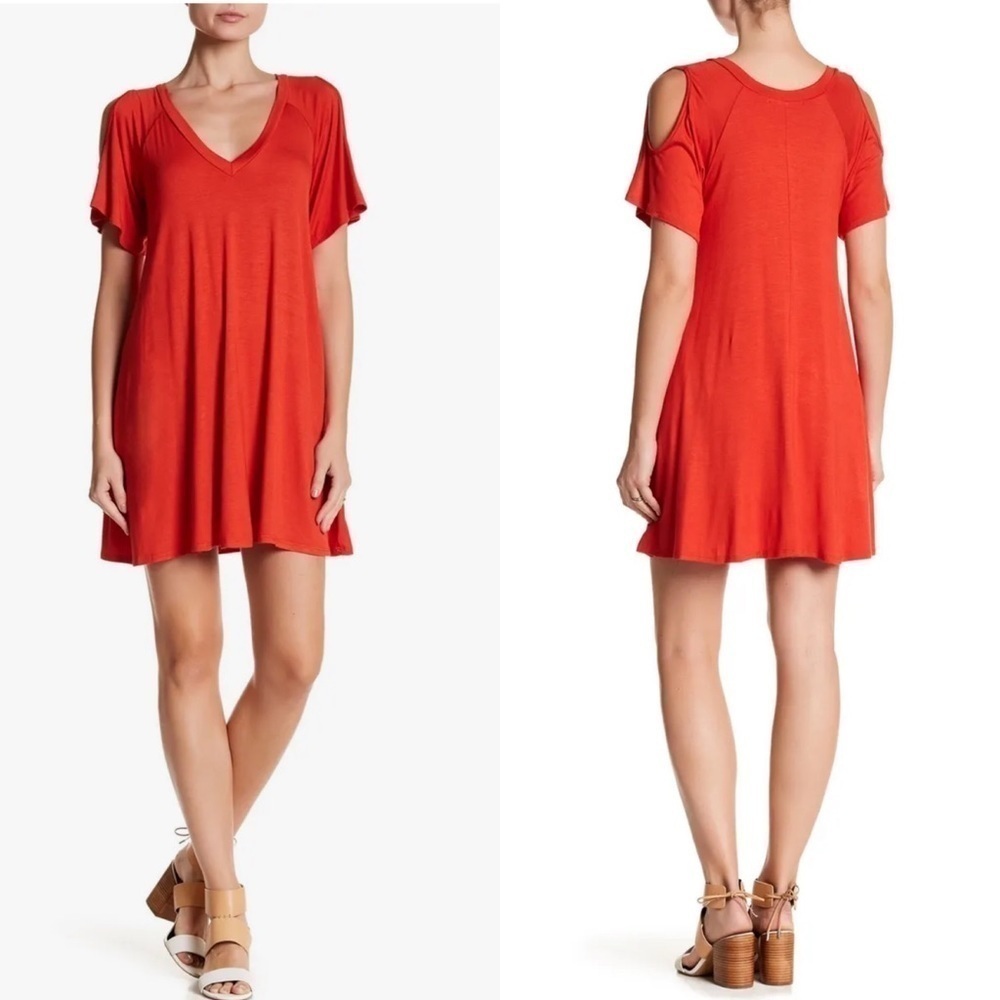 Vanity Room Red Cold Shoulder Dress